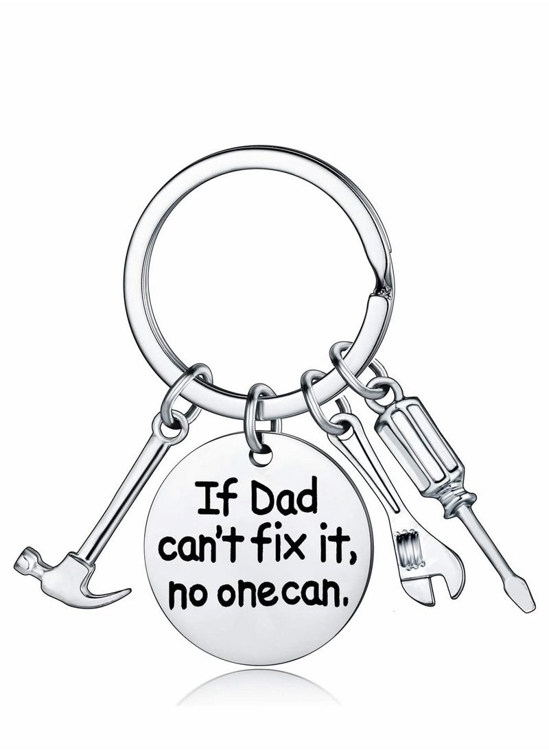 Y&D - Fathers Day Keyring, Mini Hammer Wrench Screwdriver Key Chain for Dad, If Dad Can't Fix It, No One Can Repair Tools Keychain Ring Keyring from Son Daughter Father's Gift - Image 1