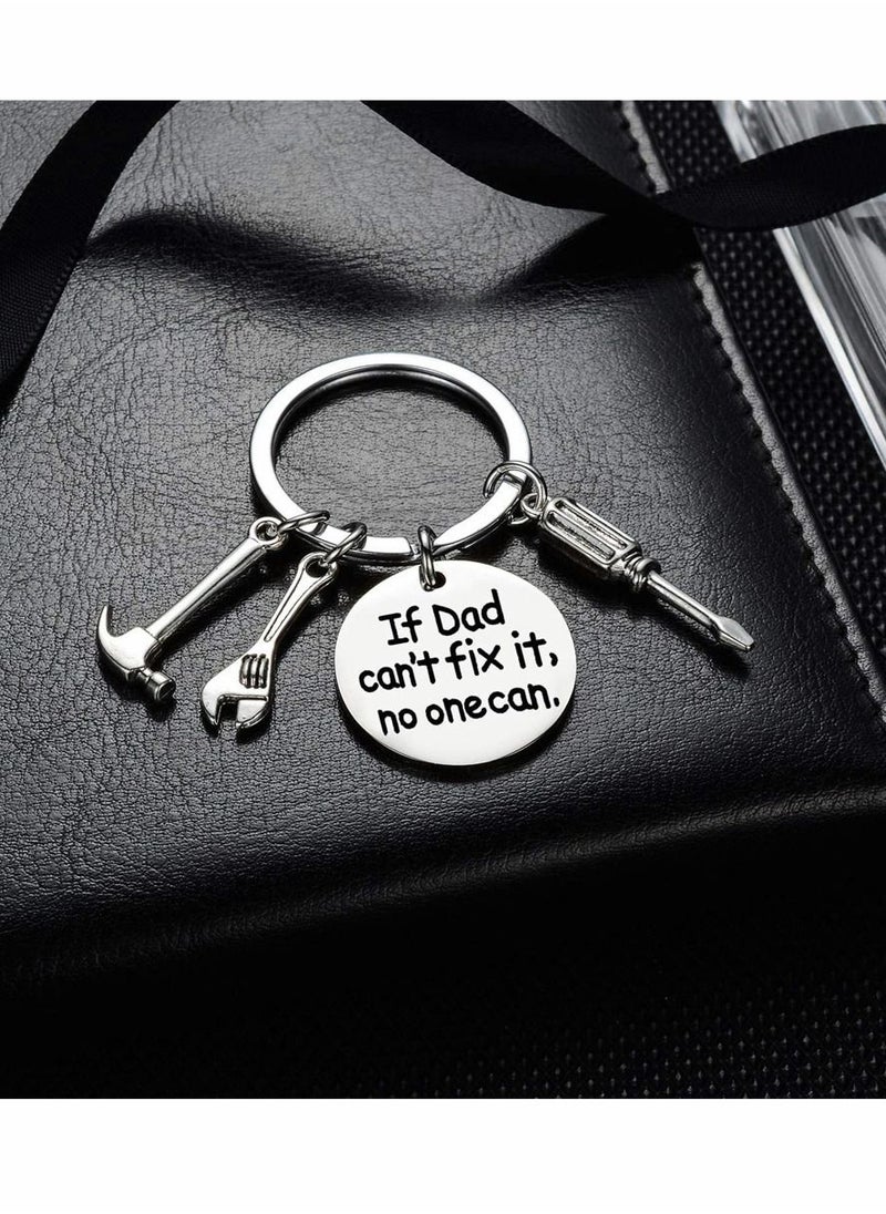 Y&D - Fathers Day Keyring, Mini Hammer Wrench Screwdriver Key Chain for Dad, If Dad Can't Fix It, No One Can Repair Tools Keychain Ring Keyring from Son Daughter Father's Gift - Image 1