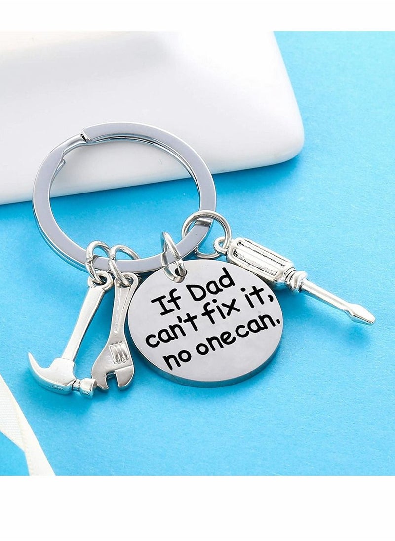Y&D - Fathers Day Keyring, Mini Hammer Wrench Screwdriver Key Chain for Dad, If Dad Can't Fix It, No One Can Repair Tools Keychain Ring Keyring from Son Daughter Father's Gift - Image 1