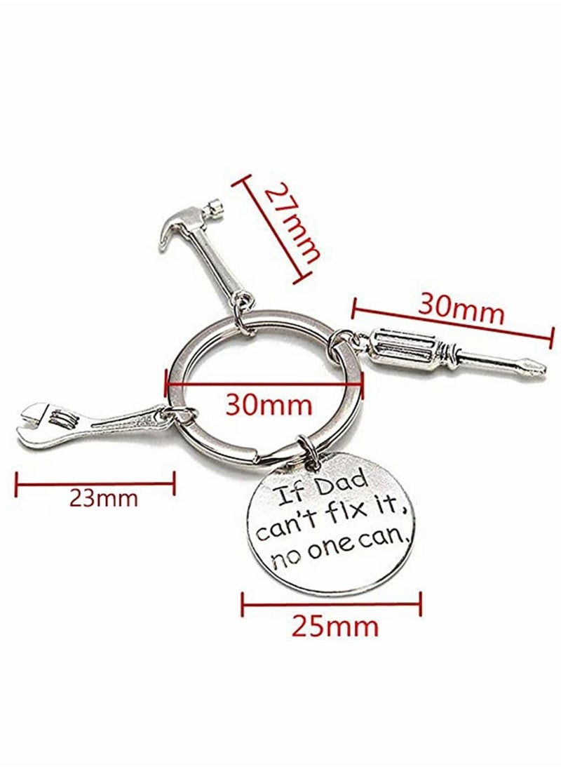 Y&D - Fathers Day Keyring, Mini Hammer Wrench Screwdriver Key Chain for Dad, If Dad Can't Fix It, No One Can Repair Tools Keychain Ring Keyring from Son Daughter Father's Gift - Image 1