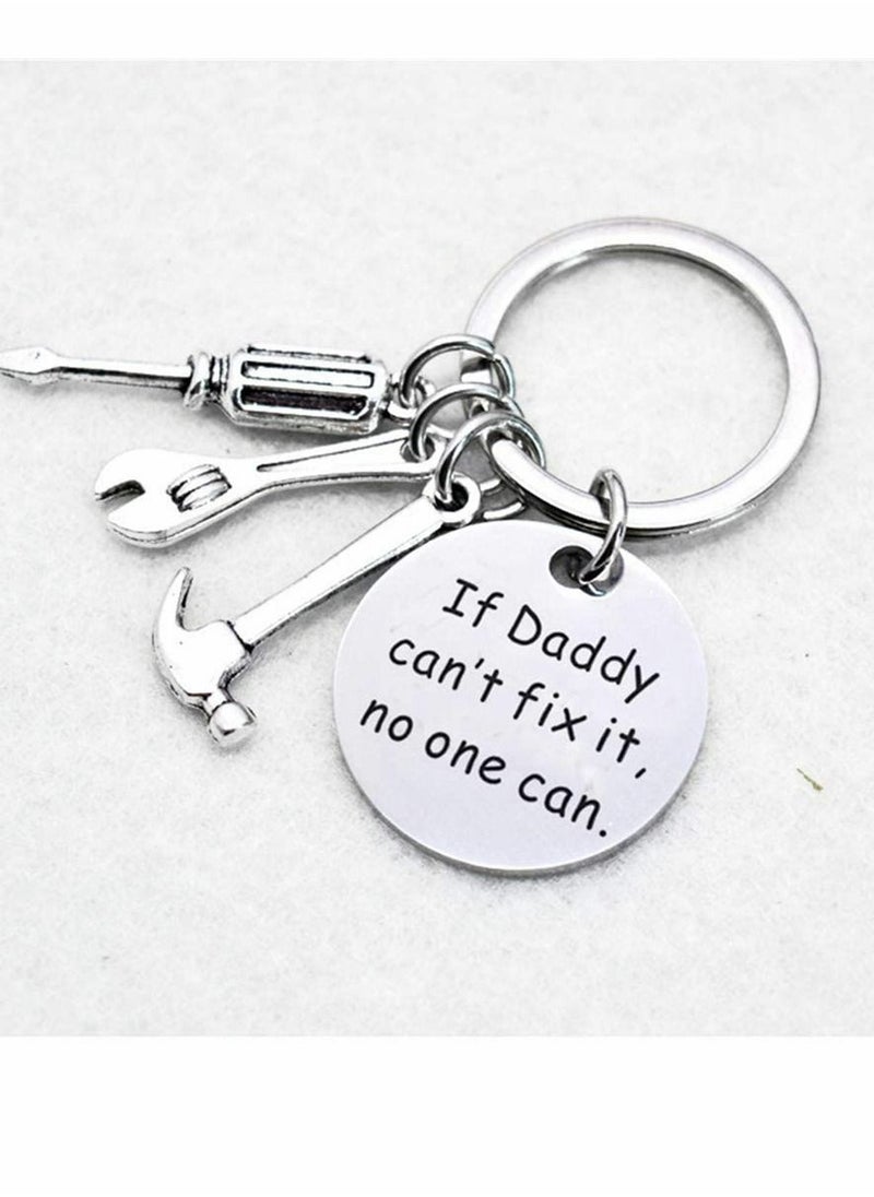 Y&D - Fathers Day Keyring, Mini Hammer Wrench Screwdriver Key Chain for Dad, If Dad Can't Fix It, No One Can Repair Tools Keychain Ring Keyring from Son Daughter Father's Gift - Image 1