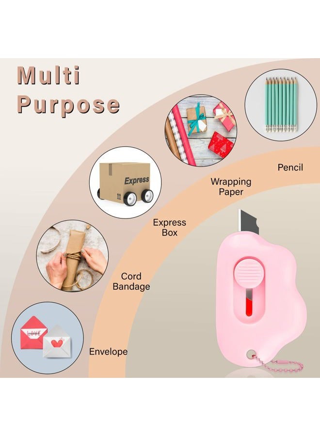 Muclip Cloud Shaped Retractable Box Cutter Set - 6 Pack with Key Rings,Stainless Steel Blade,Safe & Portable Letter Opener for Envelopes,Package,Mail,DIY,Paper Cutter for Home,Office,Outdoor(6 Coulor) - Image 4