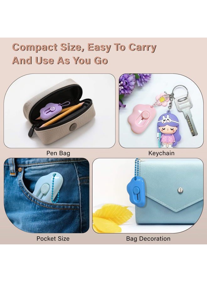 Muclip Cloud Shaped Retractable Box Cutter Set - 6 Pack with Key Rings,Stainless Steel Blade,Safe & Portable Letter Opener for Envelopes,Package,Mail,DIY,Paper Cutter for Home,Office,Outdoor(6 Coulor) - Image 5