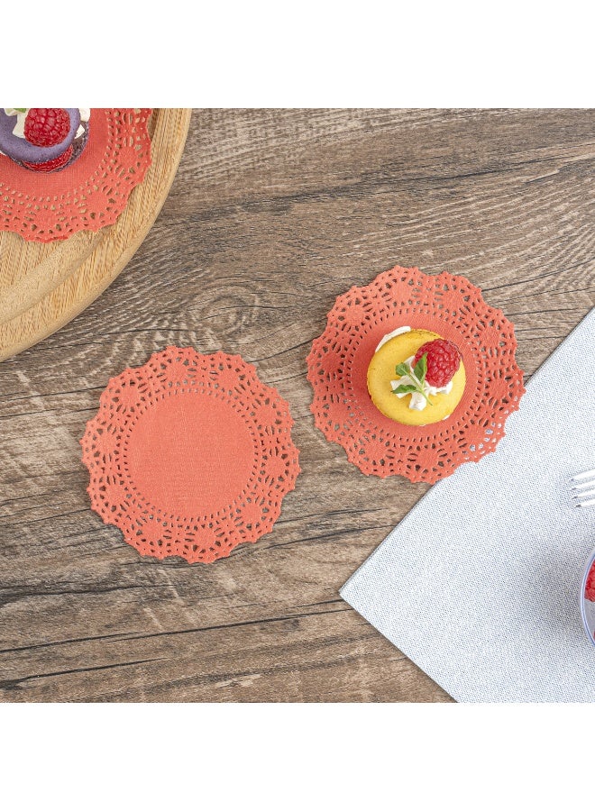 Restaurantware دواليب دانتيل من باستري تيك 4 × 4 بوصة، 100 قطعة من أدوات المائدة الزخرفية - قابلة للتخلص، دائرية، دواليب ورقية حمراء، للمناسبات مثل أعياد الميلاد أو حفلات الزفاف، ديكور الطاولة - Image 5