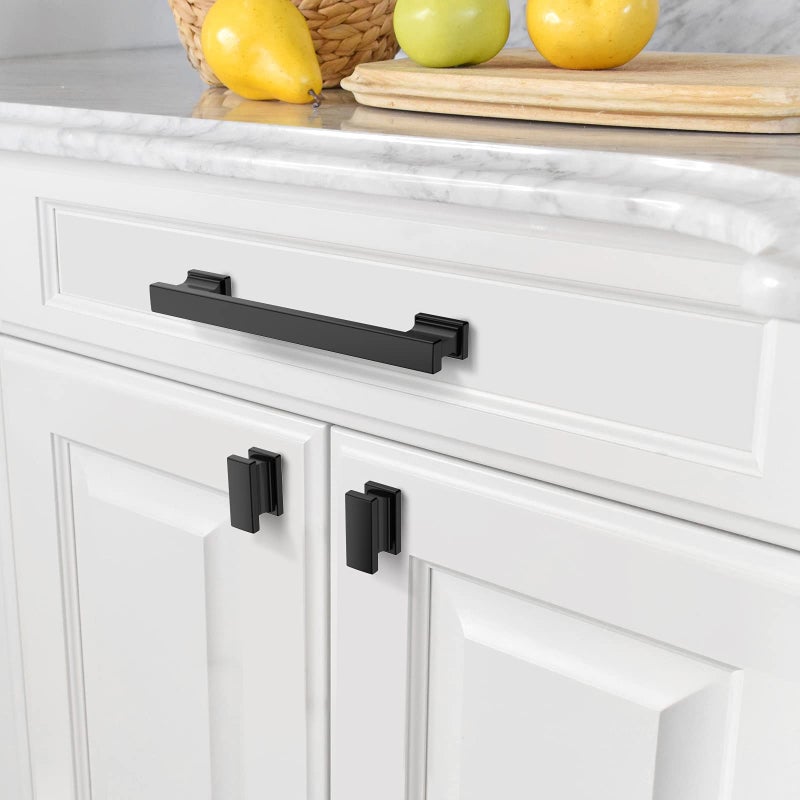 Amerdeco 10 Pack Matte Black Cabinet Knobs 1.46 Inch(37mm) Single Hole Cabinet Handles Rectangle Dresser Knobs Drawer Knobs and Pulls for Bathroom Cabinets - Image 4