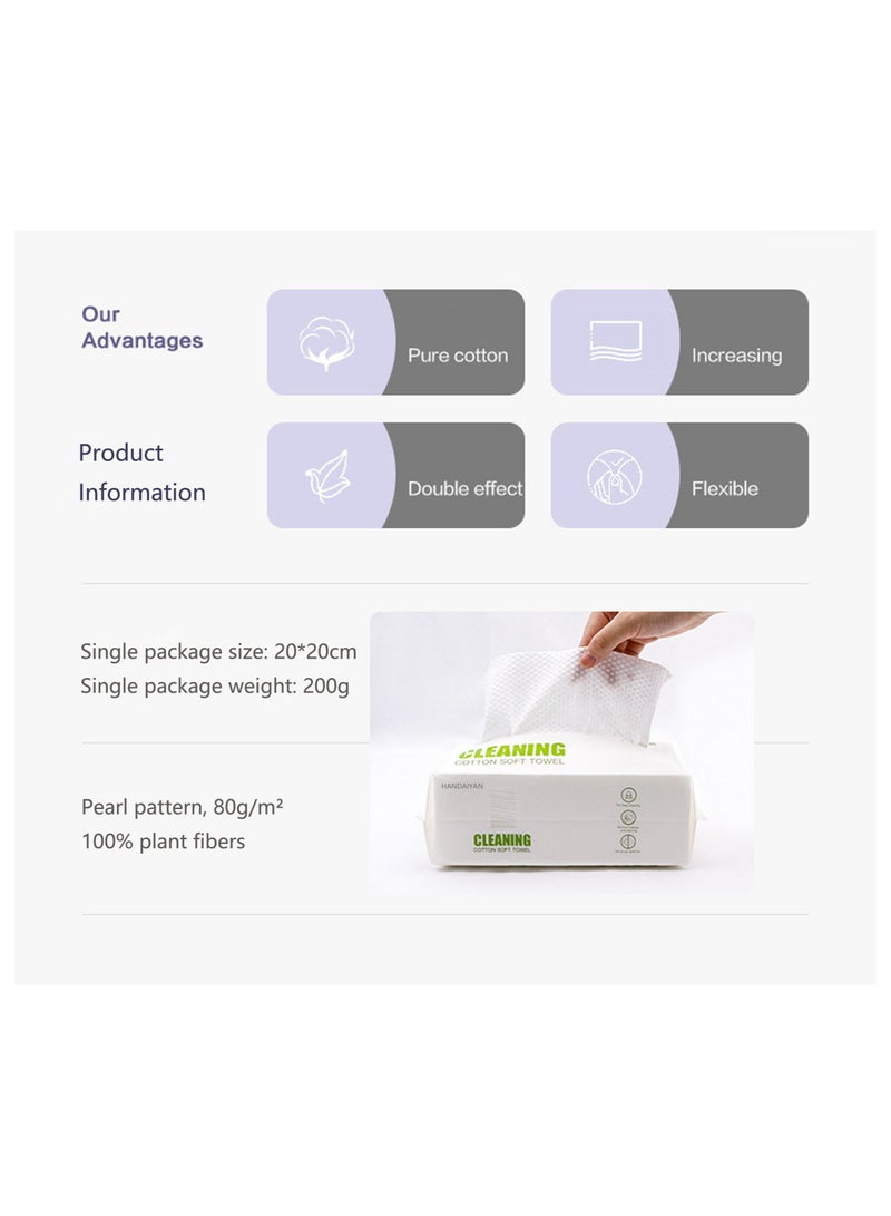 Disposable Cotton Face Towels 60-Pcs, Soft & Hypoallergenic Facial Cleansing Wipes, Gentle for Makeup Removal, Baby Care, Sensitive Skin, Eco-Friendly & Biodegradable, 200g