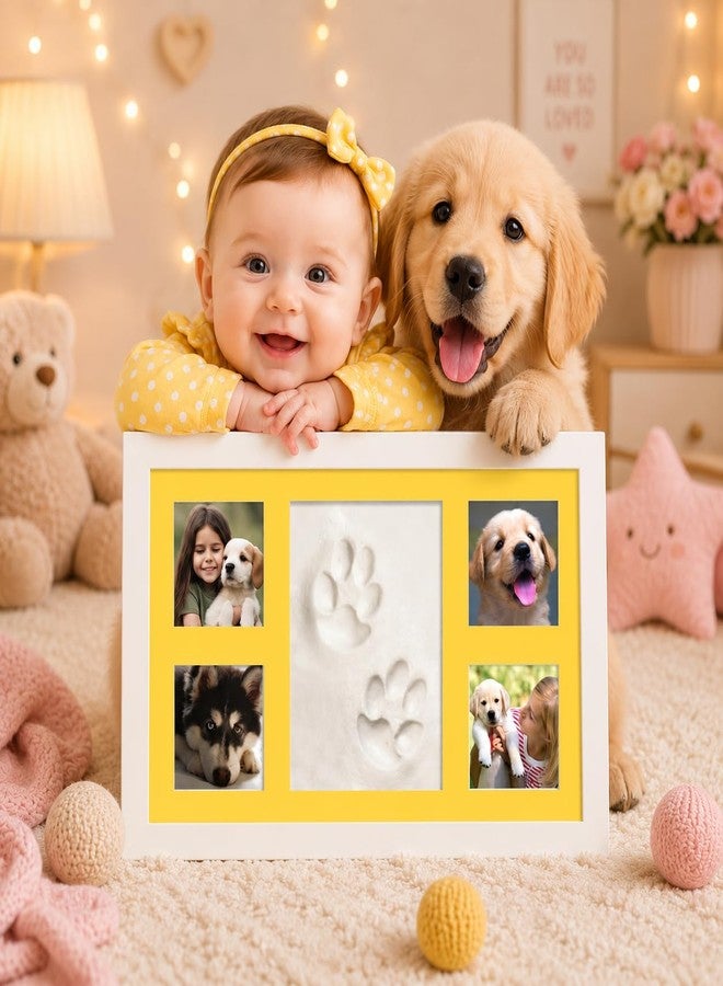 BABIES BLOOM Dog or Cat Paw Print with 4 Photo with clay Frame, Pet Paw Print Impression Kit, Pet frame, Dog or Cat Clay Pawprint Keepsake Wooden Photo Frame, (Yellow) - Image 5