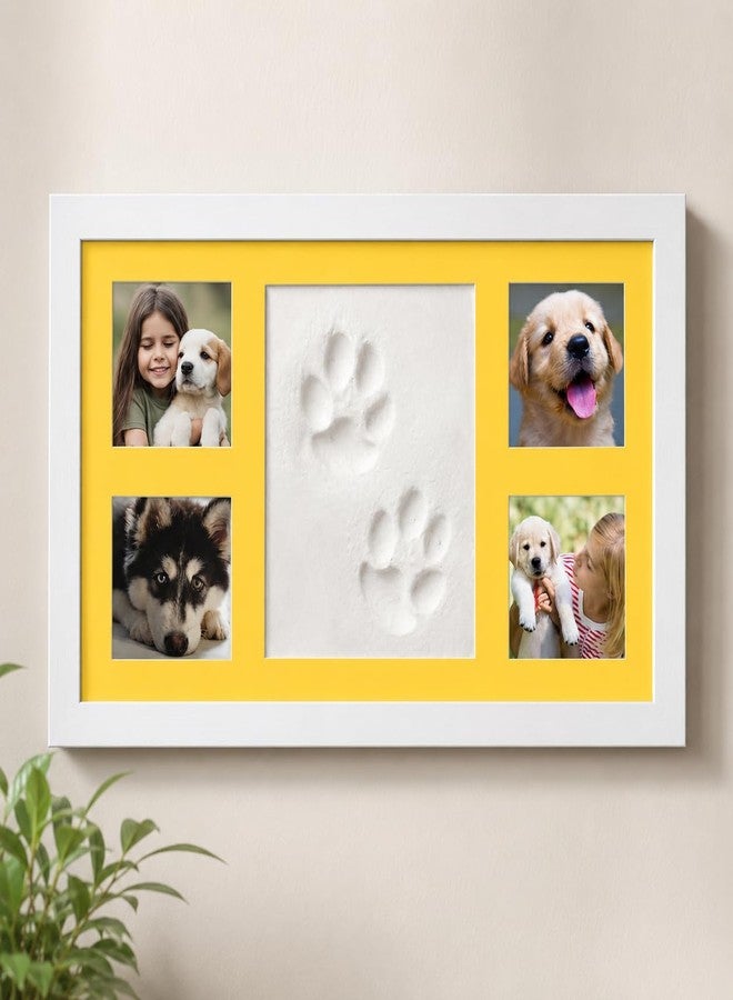 BABIES BLOOM Dog or Cat Paw Print with 4 Photo with clay Frame, Pet Paw Print Impression Kit, Pet frame, Dog or Cat Clay Pawprint Keepsake Wooden Photo Frame, (Yellow) - Image 4