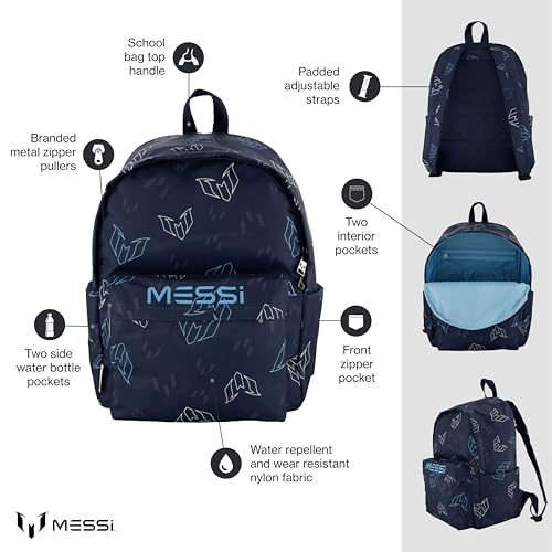 Messi Lifestyle Backpack, Bookbag with Pockets & Adjustable Straps, Blue Multi, One Size - Image 2