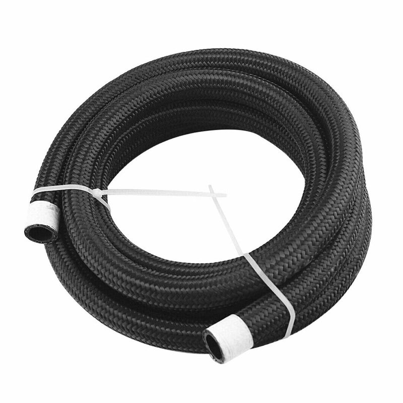6AN 5Feet Stainless Steel Nylon Braided Fuel Line Hose Oil Gas Hose Oil Line Hose Black