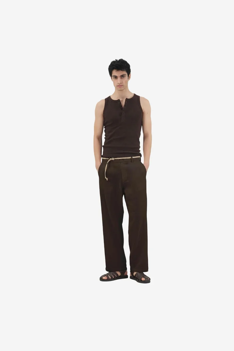 Giesto Coffee Brown GIESTO Men's Cotton Linen Suit Pants for Men | Best Price UAE
