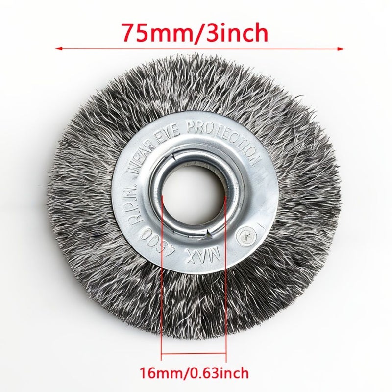 75mm Stainless Steel Wire Wheel Brush 16mm Hole For Angle Grinder Rust Removal - Image 2
