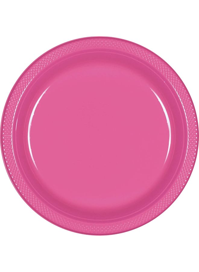 Amscan Bright Pink Plastic Plates 9In 20Pcs