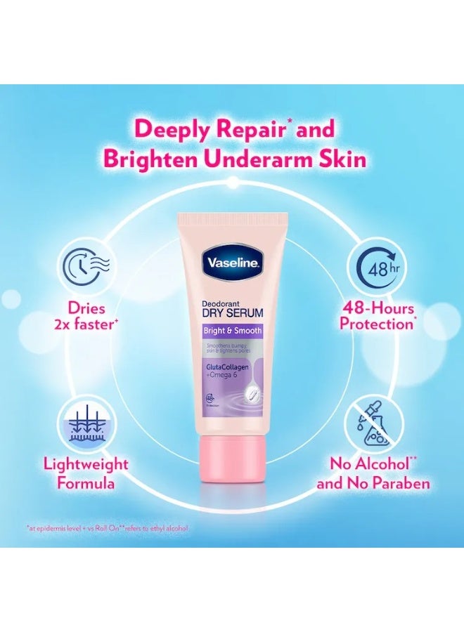 Vaseline Bright & Smooth GlutaGlow Deodorant – Dry Serum with Niacinamide, Collagen & Omega 6 – 45ml - Image 3