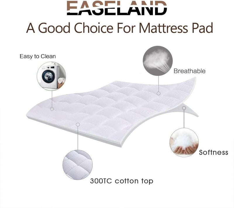 EASELAND RV King Mattress Pad Pillow Top Mattress Cover Quilted Fitted Mattress Protector Cotton Top 8-21" Deep Pocket Cooling Mattress Topper (72x80 Inches, White) - Image 2