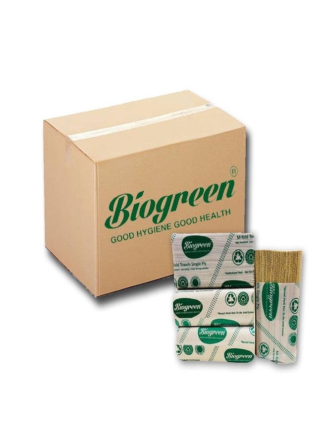 Biogreen M Fold Tissue Paper Towel | Pack of 8 | Sheet Size 21cm X 21cm 150 Sheet/Pkt 35 GSM Paper | 1200 Sheets High Absorbent Mulitpurpose TIssue Paper/Tissue Towel unbleached paper - Image 1