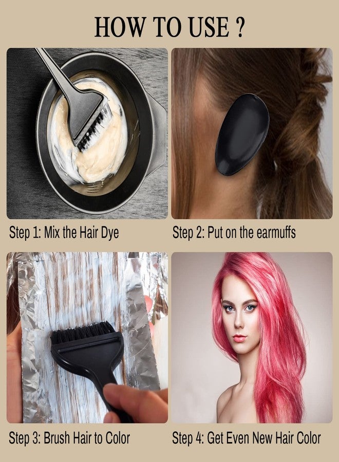 1st Choice Hair Dye Color Brush and Bowl Set, Hair Color Brush Mixing Bowl Kit Tint Comb for Hair Tint Dying Coloring Applicator(2 brushes+mix bowl+earmuffs+ 2 clips) - Image 5