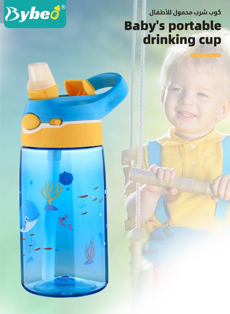 Bybeo Tritan Kids Water Bottle with Straw & Handle, Cute Toddler Cup Spill Leakproof, Toddler Drinking Bottle for School Boys and Girls, Reusable Drinking Cups Indoor and Outdoor, Picnic & Travel 480ml - Image 2
