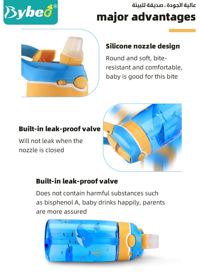 Bybeo Tritan Kids Water Bottle with Straw & Handle, Cute Toddler Cup Spill Leakproof, Toddler Drinking Bottle for School Boys and Girls, Reusable Drinking Cups Indoor and Outdoor, Picnic & Travel 480ml - Image 4