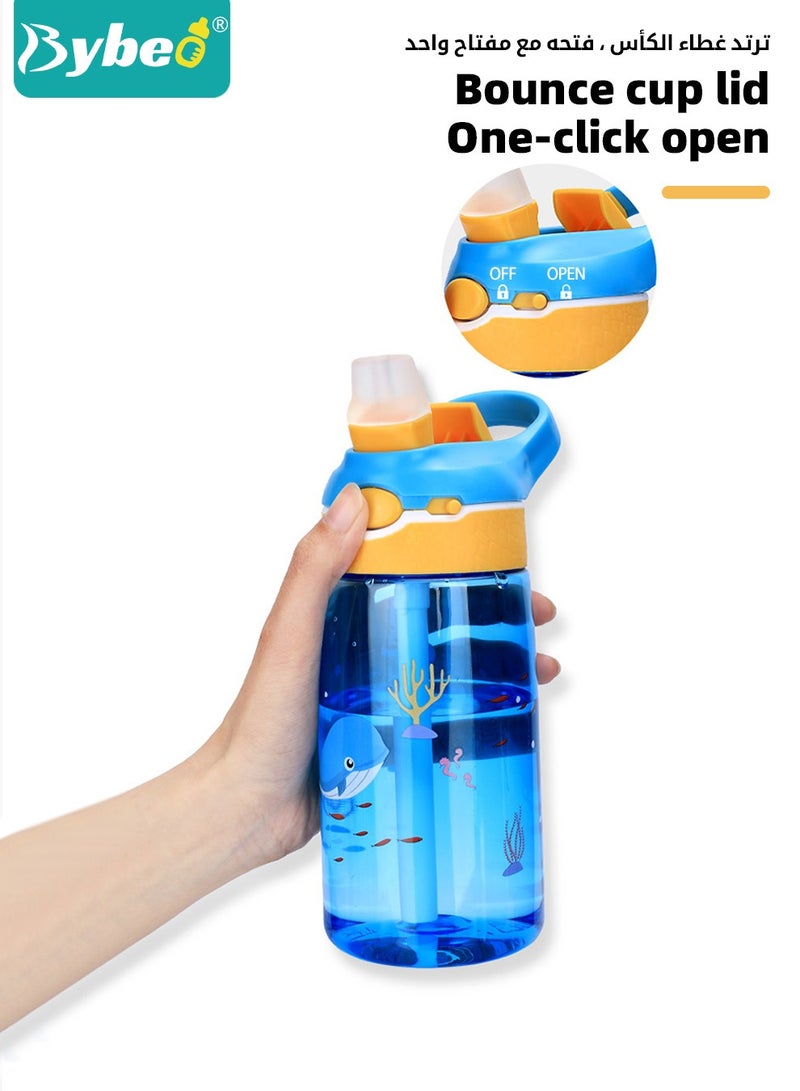 Bybeo Tritan Kids Water Bottle with Straw & Handle, Cute Toddler Cup Spill Leakproof, Toddler Drinking Bottle for School Boys and Girls, Reusable Drinking Cups Indoor and Outdoor, Picnic & Travel 480ml - Image 5