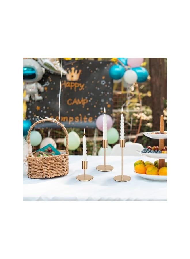 The Bros Set of 3 Candlestick Holders Candle Holder Taper Candle Holders Decorative Candlestick Holder for Home Decor, Wedding, Dinning, Party, Anniversary (Gold) - Image 4