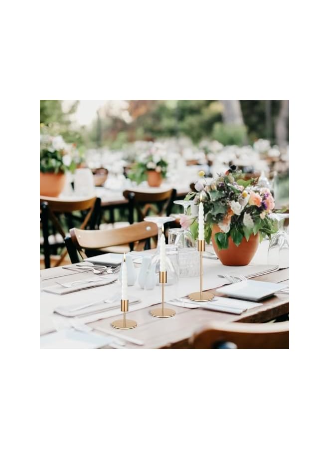 The Bros Set of 3 Candlestick Holders Candle Holder Taper Candle Holders Decorative Candlestick Holder for Home Decor, Wedding, Dinning, Party, Anniversary (Gold) - Image 5