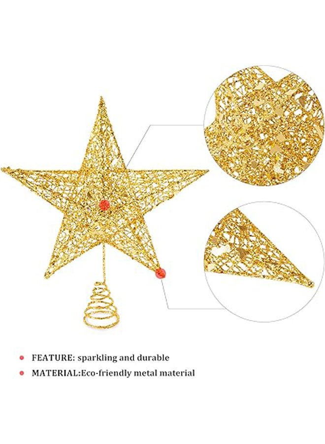 Glittered Gold Star Tree Topper For Mas Tree Decorations - Image 2