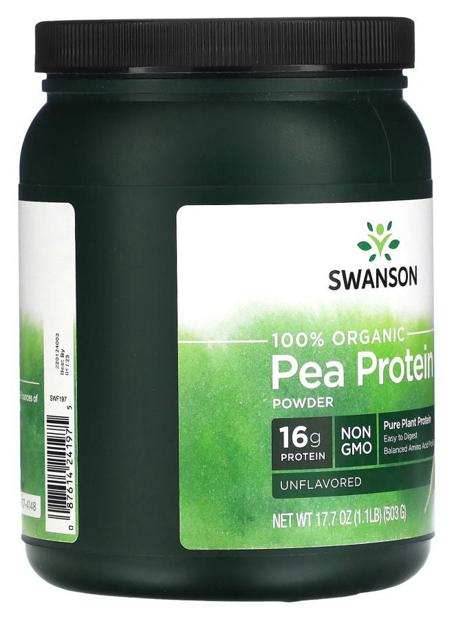SWANSON مسحوق بروتين البازلاء العضوي 100% بدون نكهة 1.1 رطل (503 جرام) - Image 2