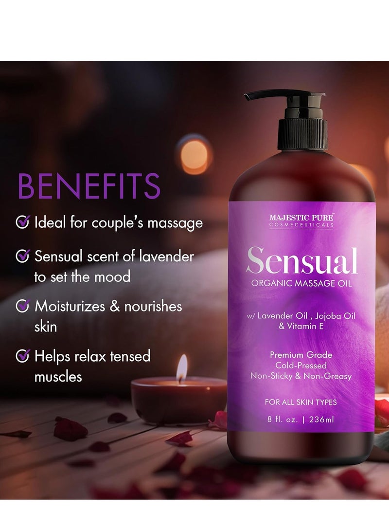 ماجستيك بيور زيت تدليك عضوي حسي مع فيتامين E نباتي برائحة اللافندر 8 أونصة سائلة - Image 2