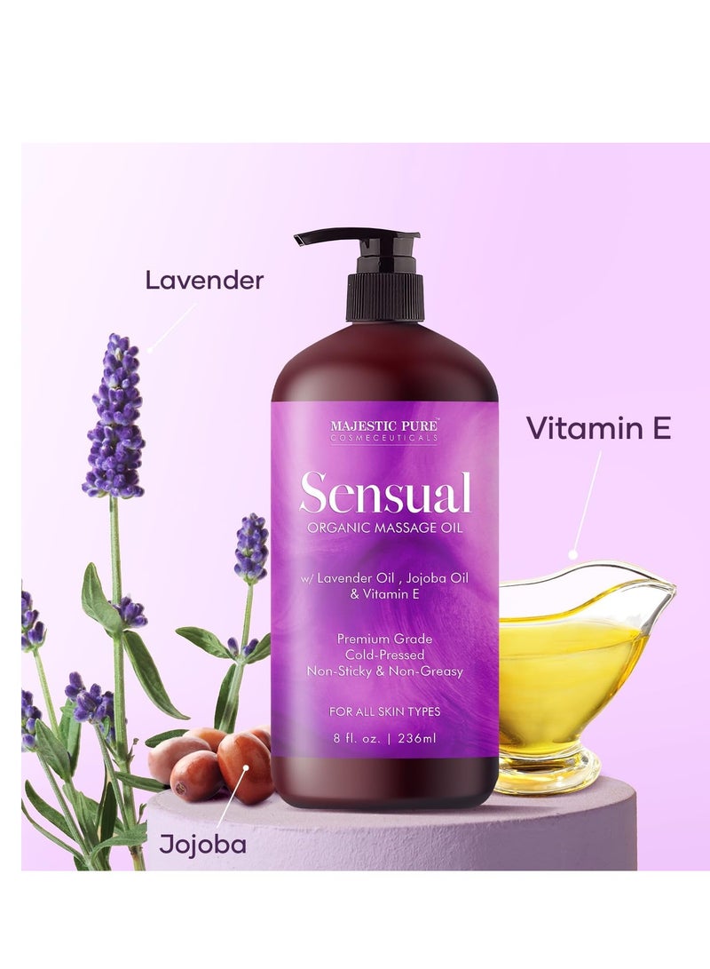 ماجستيك بيور زيت تدليك عضوي حسي مع فيتامين E نباتي برائحة اللافندر 8 أونصة سائلة - Image 3