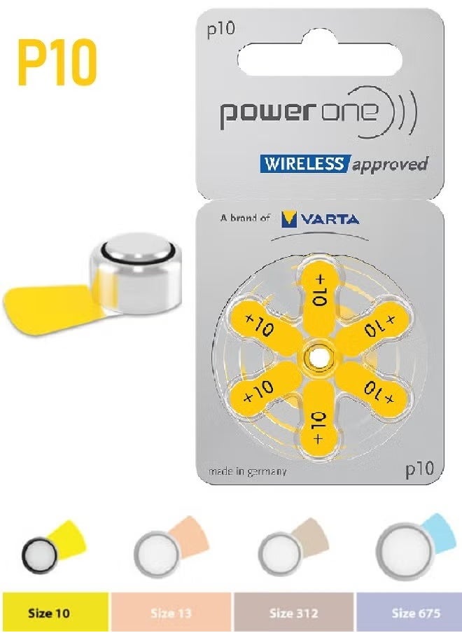 Power One 1.45V Original High Level Hearing Aid Batteries PowerOne P10 Pack Of 60 Pieces (German)  - Image 3