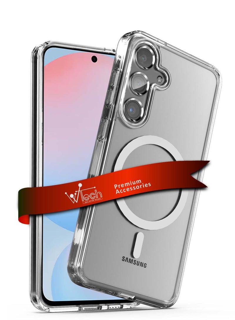 دبليو تيك جراب مغناطيسي سامسونج جالاكسي S24 FE 5G 2024 ، جراب هاتف خلفي Magsafe خلفي مقاوم للصدمات بشفاف وشفاف مرن من مادة TPU - شفاف - Image 1