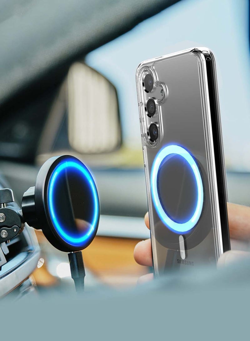 دبليو تيك جراب مغناطيسي سامسونج جالاكسي S24 FE 5G 2024 ، جراب هاتف خلفي Magsafe خلفي مقاوم للصدمات بشفاف وشفاف مرن من مادة TPU - شفاف - Image 3