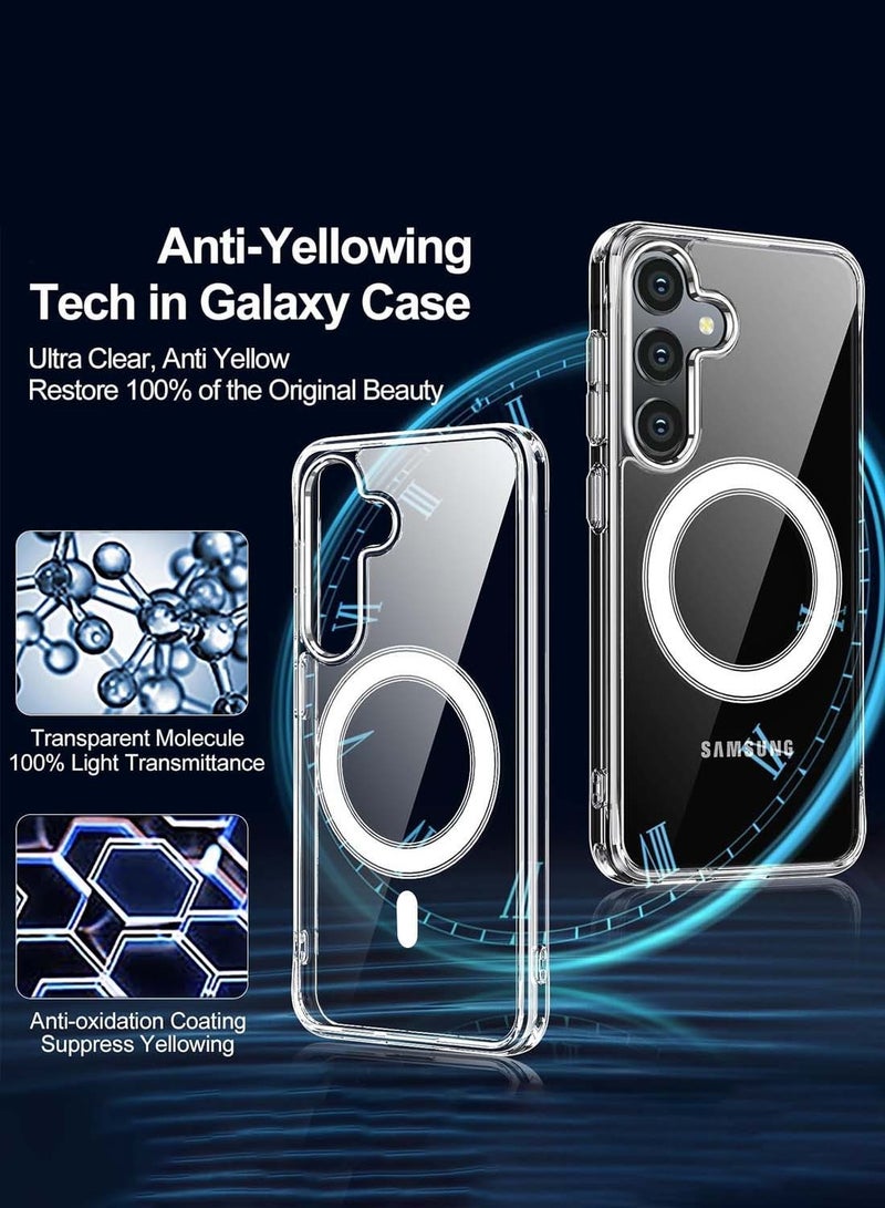 دبليو تيك جراب مغناطيسي سامسونج جالاكسي S24 FE 5G 2024 ، جراب هاتف خلفي Magsafe خلفي مقاوم للصدمات بشفاف وشفاف مرن من مادة TPU - شفاف - Image 4
