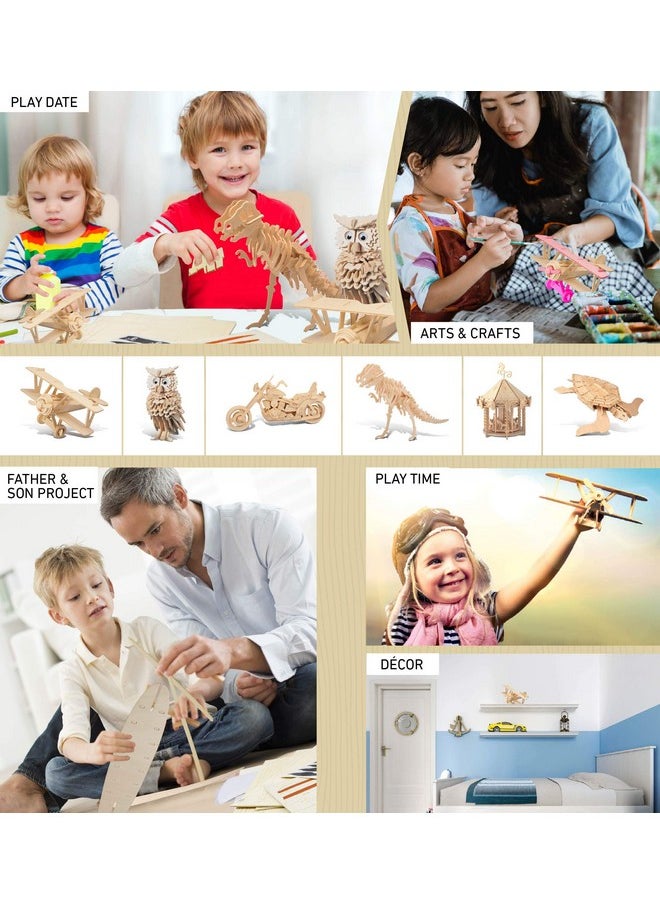 Puzzled 3D Puzzle Nieuport 17 Airplane - Wood Craft Construction Model Kit Aircraft, Fun Educational Diy Wooden Toy Assemble Model Unfinished Craft Hobby To Build & Paint For Decoration - 30Pc Pack  - Image 5