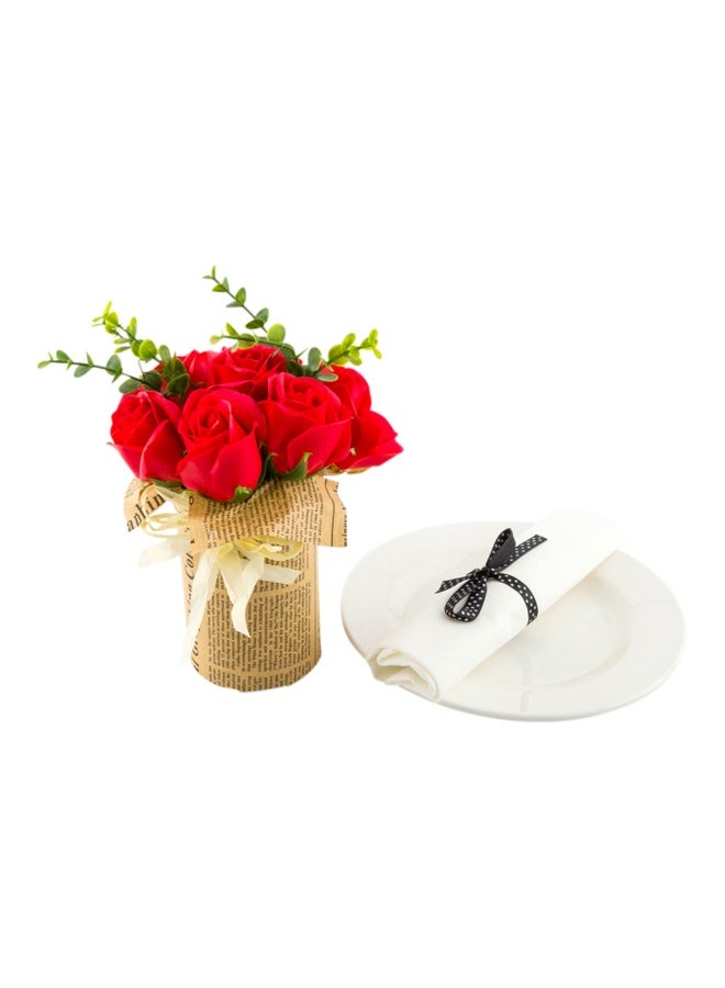 Restaurantware 4 x 8.7 Inch Soap Flower Petals In Plastic Pots, 12 Scented Rose Shaped Soaps - 7 Blooms, Gift for Anniversary, Mother's Day, Or Valentine’s Day, Red Plastic Rose Soap Petals,  - Image 2