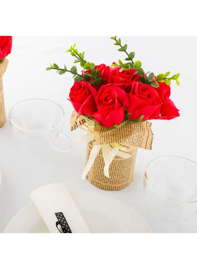 Restaurantware 4 x 8.7 Inch Soap Flower Petals In Plastic Pots, 12 Scented Rose Shaped Soaps - 7 Blooms, Gift for Anniversary, Mother's Day, Or Valentine’s Day, Red Plastic Rose Soap Petals,  - Image 3