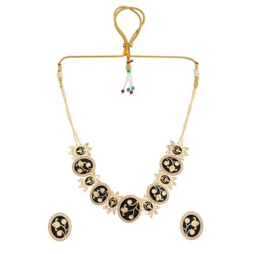 VOYLLA Pashmina Nyasia Choker Set, Women's Wedding & Party Jewelry Set, Enameled & Kundan Necklace Set - Image 5
