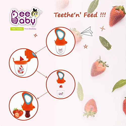 BeeBaby Soft Silicone Nibbler with Extra Mesh for Babies, Baby Fruit & Food Feeder, Anti Choking Fruit Pacifier, Teether for Infant, 100% BPA Free, 3 Months+ (Fresh - Orange) - Image 4