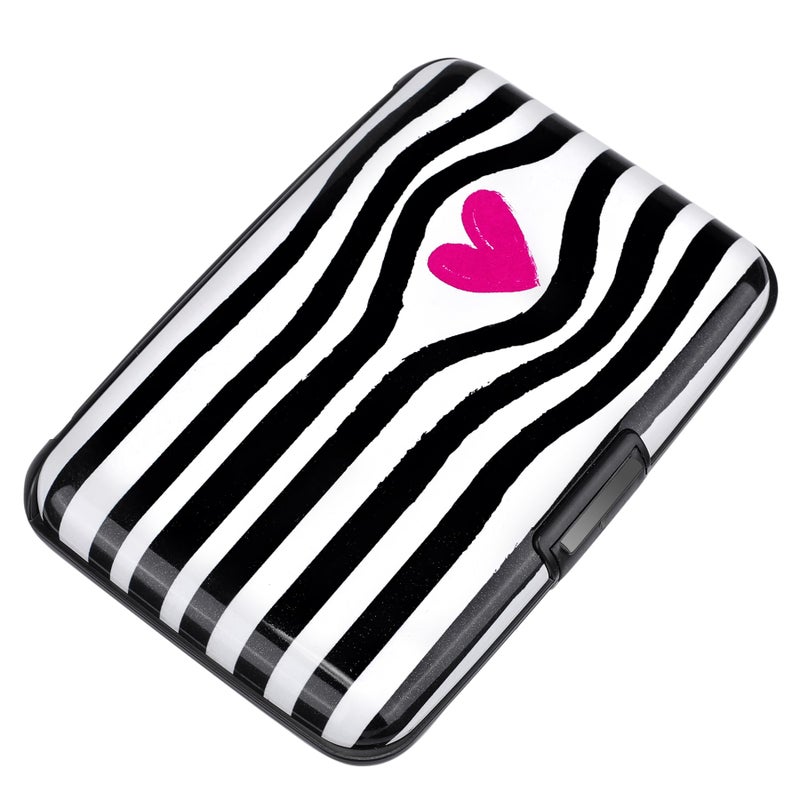 ELFISH Mini RFID Aluminum Wallet Credit Cards Holder Business Card Case Metal ID Case for Men Women (Eye heart) - Image 1