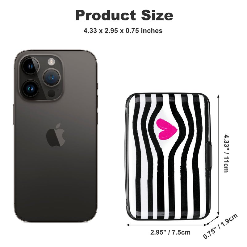 ELFISH Mini RFID Aluminum Wallet Credit Cards Holder Business Card Case Metal ID Case for Men Women (Eye heart) - Image 4