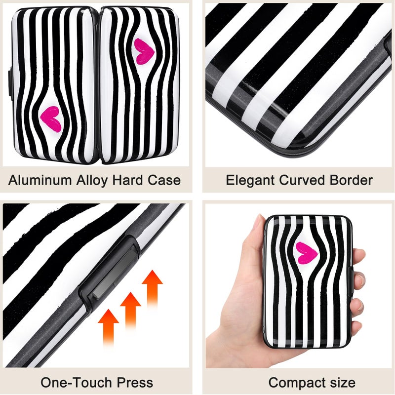 ELFISH Mini RFID Aluminum Wallet Credit Cards Holder Business Card Case Metal ID Case for Men Women (Eye heart) - Image 3