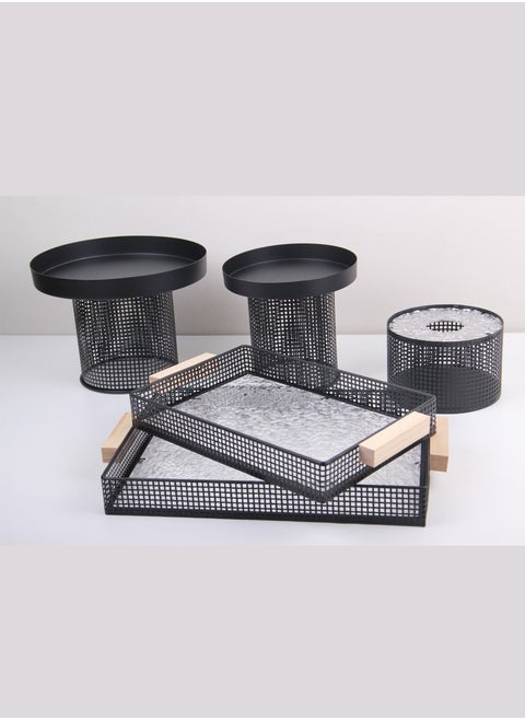 Dessert stand set with serving tray set and napkin holder