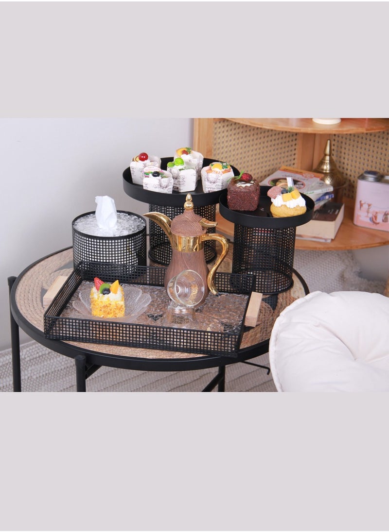 Dessert stand set with serving tray set and napkin holder