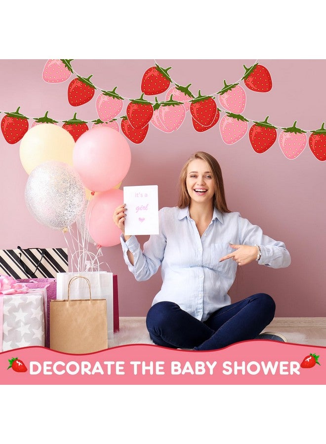 Lewtemi Lewtemi 4 Pcs Berry First Birthday Decor Strawberry Baby Shower Decorations Hanging Banner Berry Garland for Strawberry Themed Party Favors Supplies(Red, Pink)  - Image 4