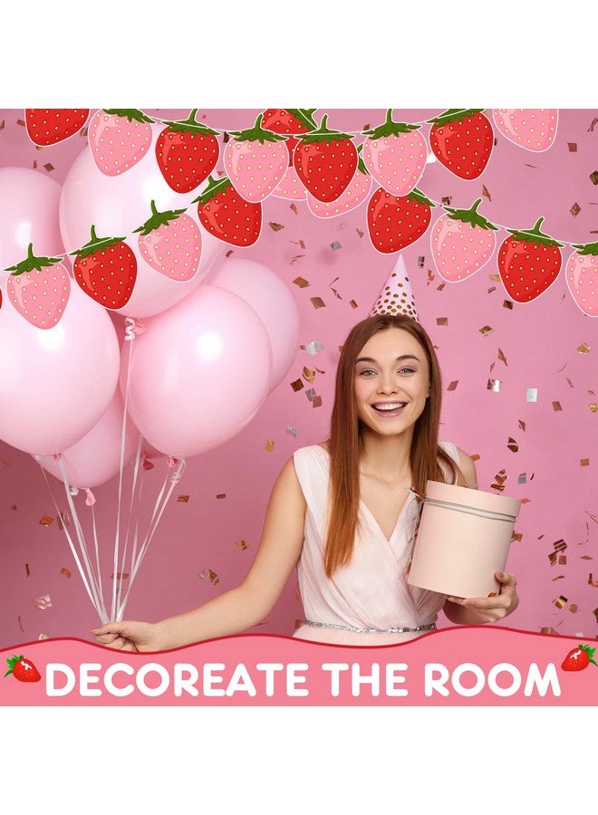 Lewtemi Lewtemi 4 Pcs Berry First Birthday Decor Strawberry Baby Shower Decorations Hanging Banner Berry Garland for Strawberry Themed Party Favors Supplies(Red, Pink)  - Image 5