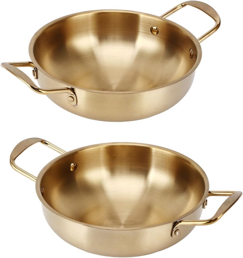 HEVASNEK Korean Ramen Pot 24cm Inner Diameter Gold Finish Compatible with Gas Induction Stoves Ideal for Ramen Pasta Soup and Porridge - Image 4