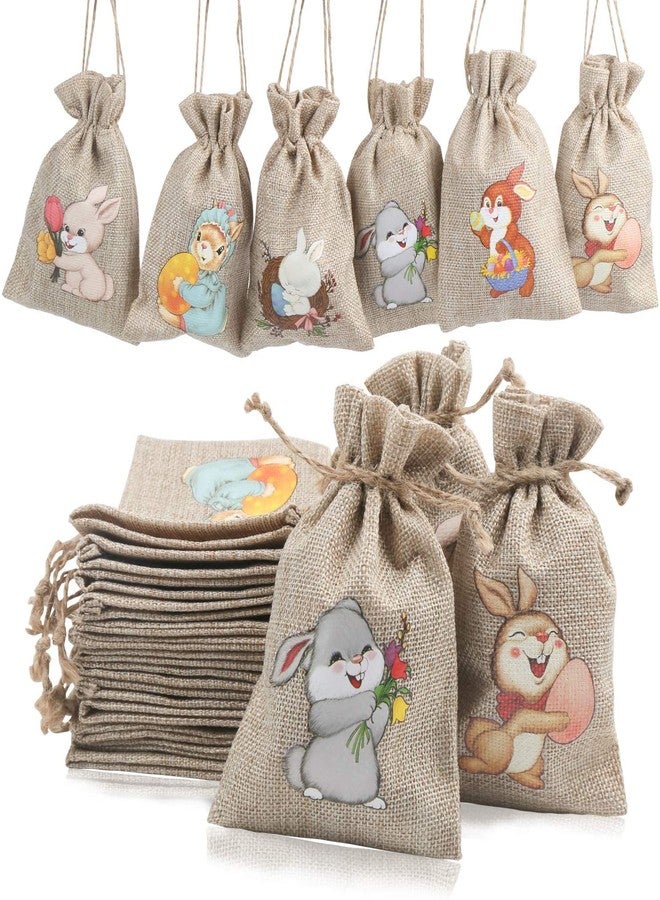 STEFORD Easter Burlap Drawstring Gift Bags,24 PCS Easter Jute Linen Burlap Treat Candy Bags for Party Favors Supplies - Image 1