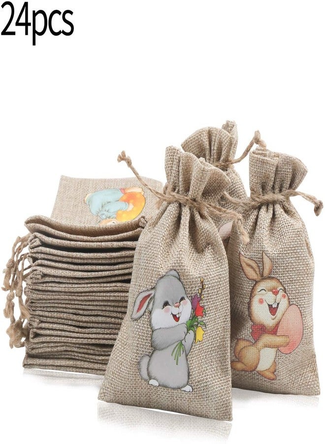 STEFORD Easter Burlap Drawstring Gift Bags,24 PCS Easter Jute Linen Burlap Treat Candy Bags for Party Favors Supplies - Image 3
