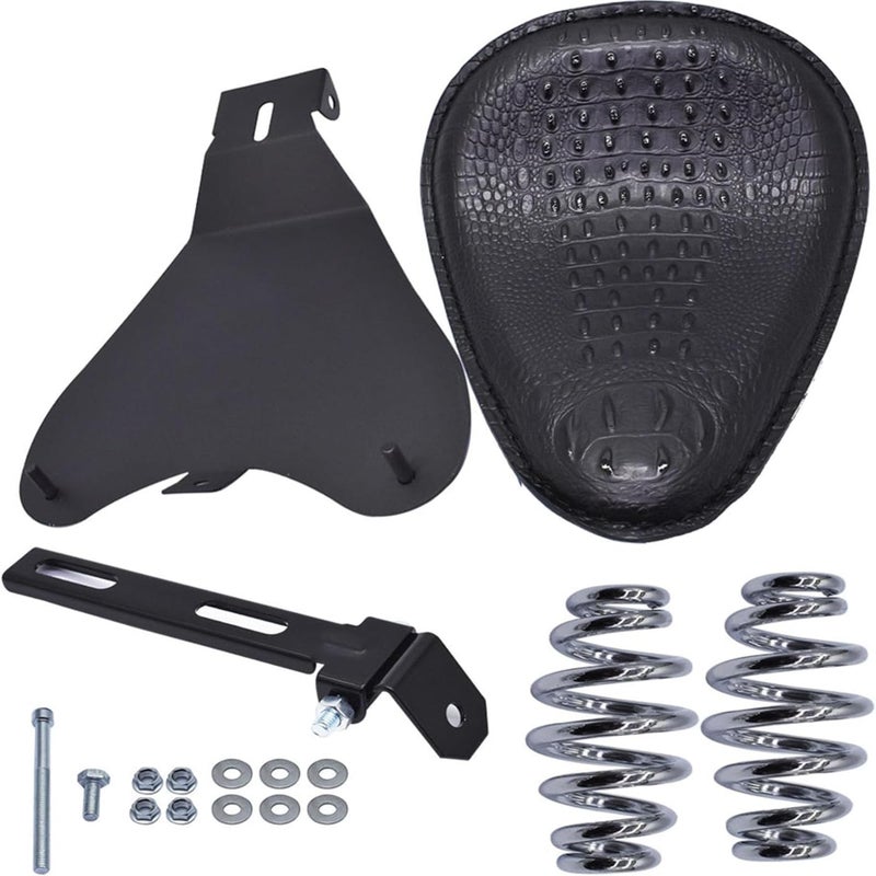 Motorcycle PU leather Solo Seat Spring wSeat Base Black Replacement for Honda Spirit ACE VT 1100 750 Yamaha Suzuki Sportster Bobber Chopper